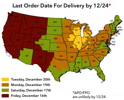 Holiday Delivery Information Map